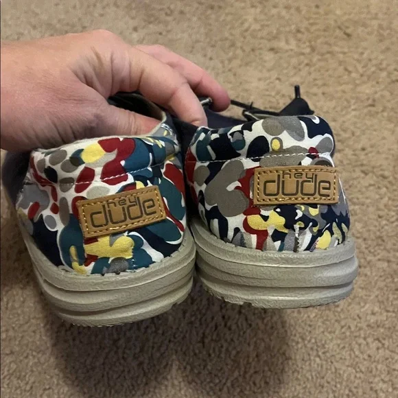 Hey Dude Dark Blue Shoes with Patterned Trim - Picture 2 of 5